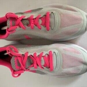 Nike Girls Kids Revolution 3 Running Gray Hot pink Athletic Sneakers shoes 6Y